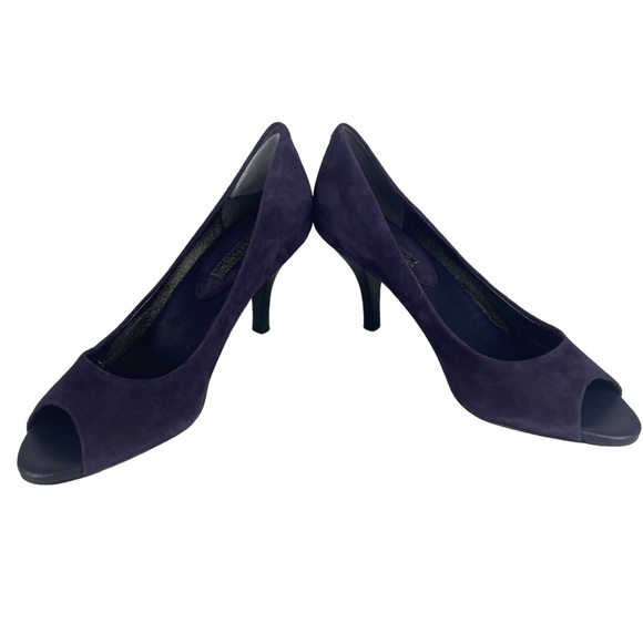 Banana Republic Womens Open Toe Suede Pumps Heels in Purple Size 8 - Picture 7 of 14